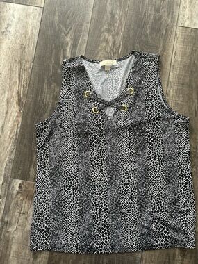 Michael Kors Polyester Black Animal Print Tank Top - Gorgeous Large Top1